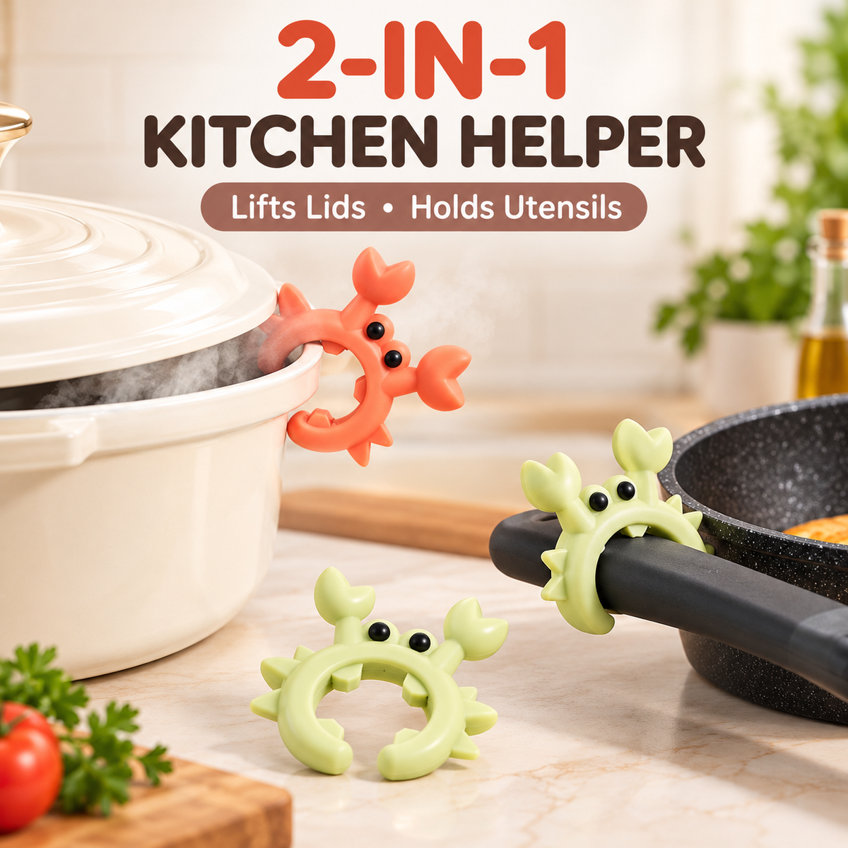 🔥2-in-1 Silicone Pot Lid Lifter & Utensil Holder