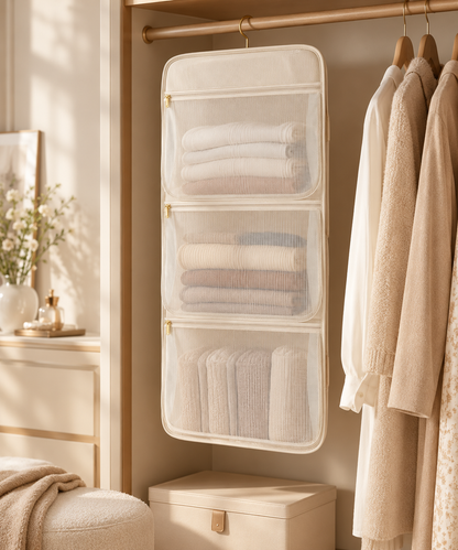 Hanging Closet Storage Bag with Zipper Pockets