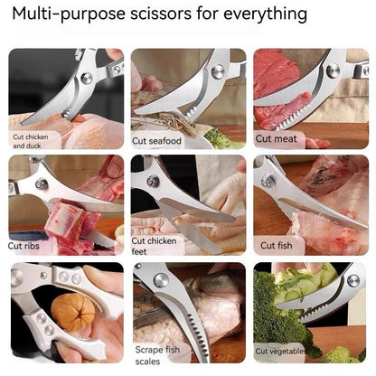 🔥Professional Heavy-Duty Kitchen Shears with Slip Handle & Safety Lock, Stainless Steel, Dishwasher Safe, Meat Cutting, Turkey, Fish, Vegetables, Ergonomic Grip, Home Kitchenware
