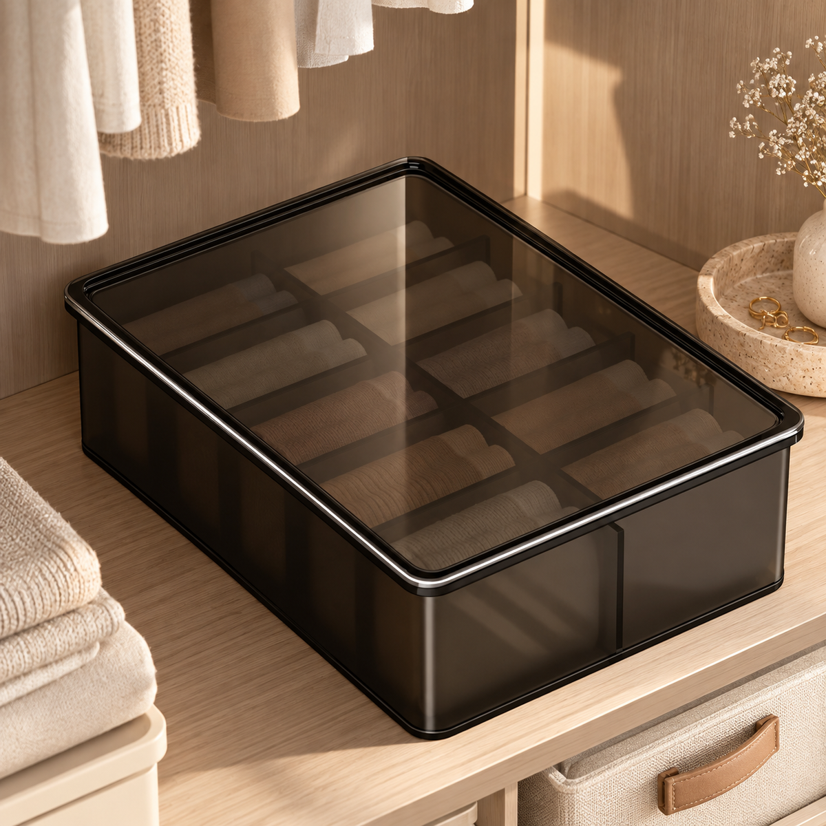 Covered Sock & Underwear Organizer