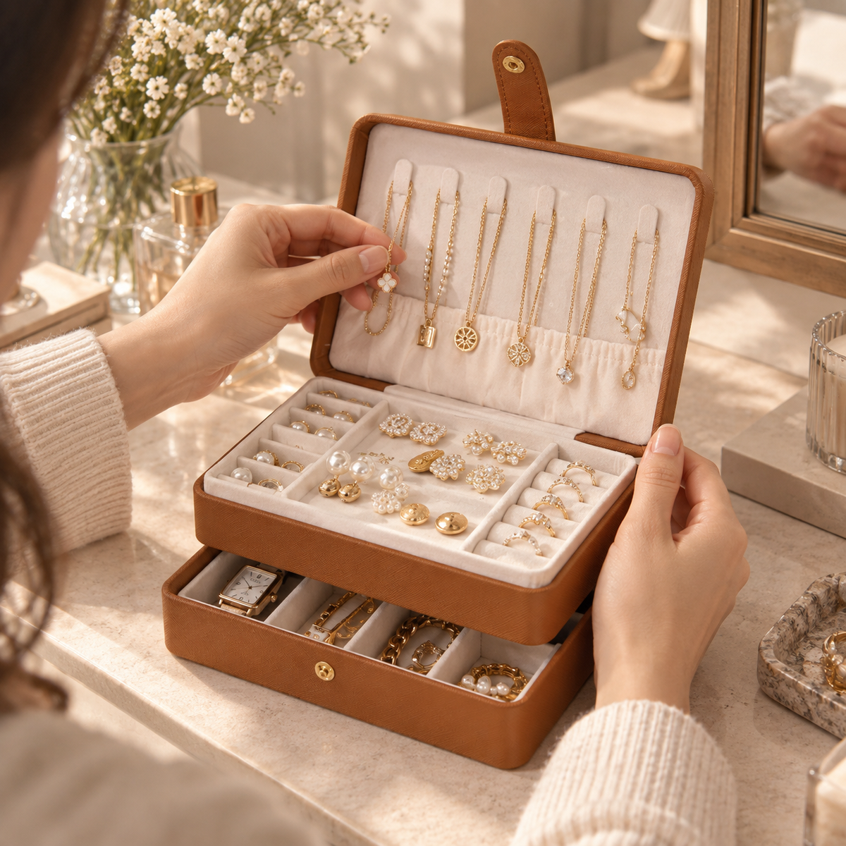 Large Jewelry Organizer with Drawer