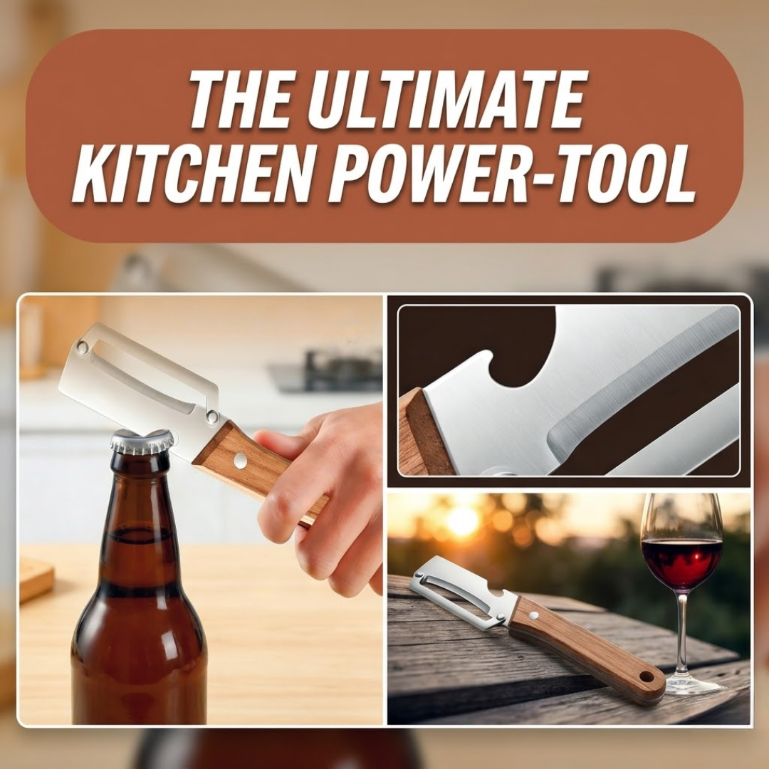 🔥2-in-1 Stainless Steel Vegetable Peeler with Wooden Handle & Bottle Opener