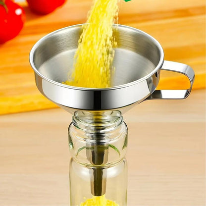 Stainless Steel Kitchen Oil & Liquid Funnel with Strainer