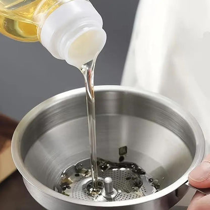 Stainless Steel Kitchen Oil & Liquid Funnel with Strainer