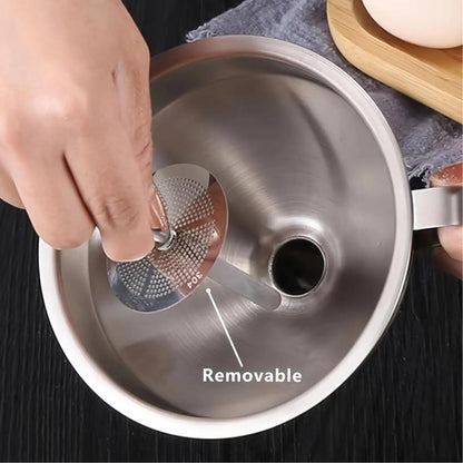 Stainless Steel Kitchen Oil & Liquid Funnel with Strainer
