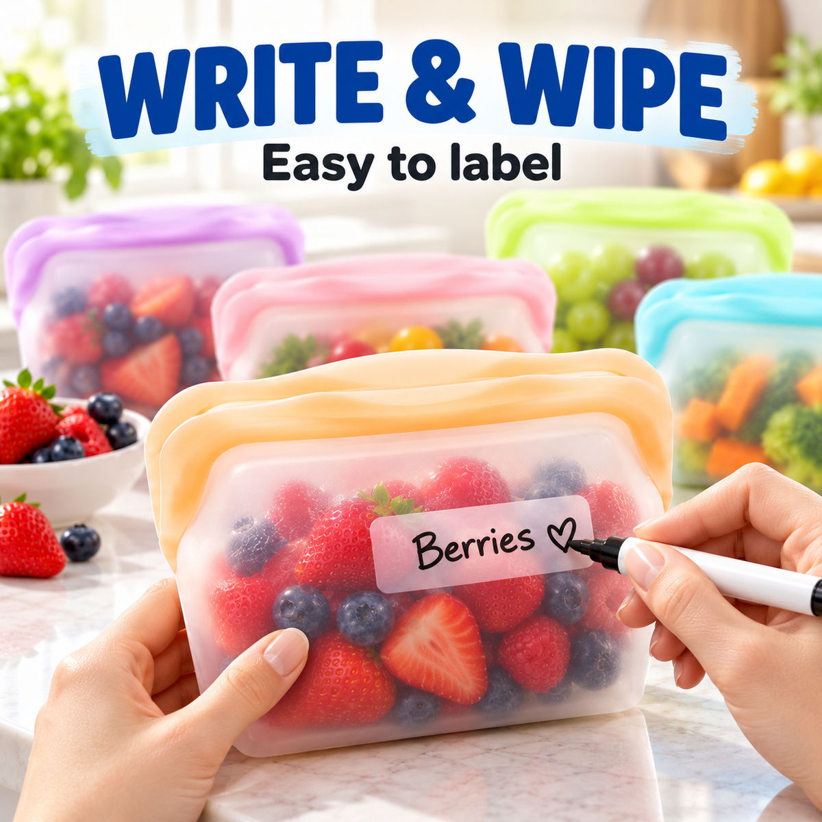 Leakproof Silicone Food Storage Bags