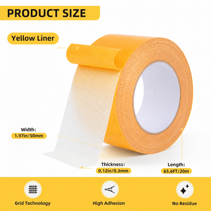 Heavy-Duty Double-Sided Duct Tape, Strong Adhesive, Waterproof, Removable, No Residue, Ideal for Carpet, Wallpaper, Home Use