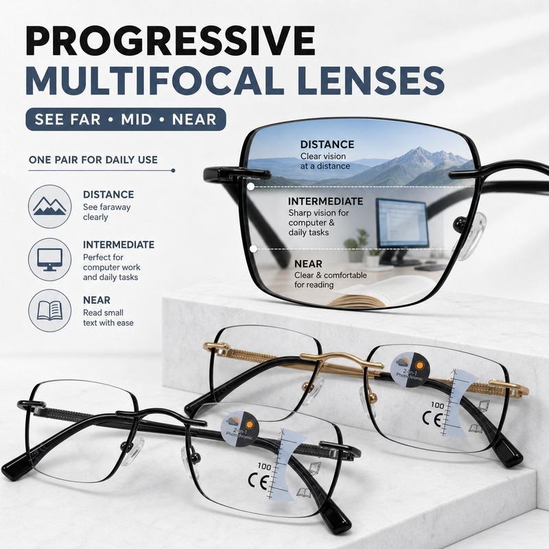 3-in-1 Progressive Reading Glasses for Presbyopia